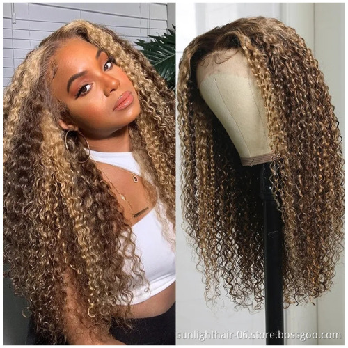 Sunlight 427 curly real brazilian human extention hair wigs lace front wigs virgin wig for black women